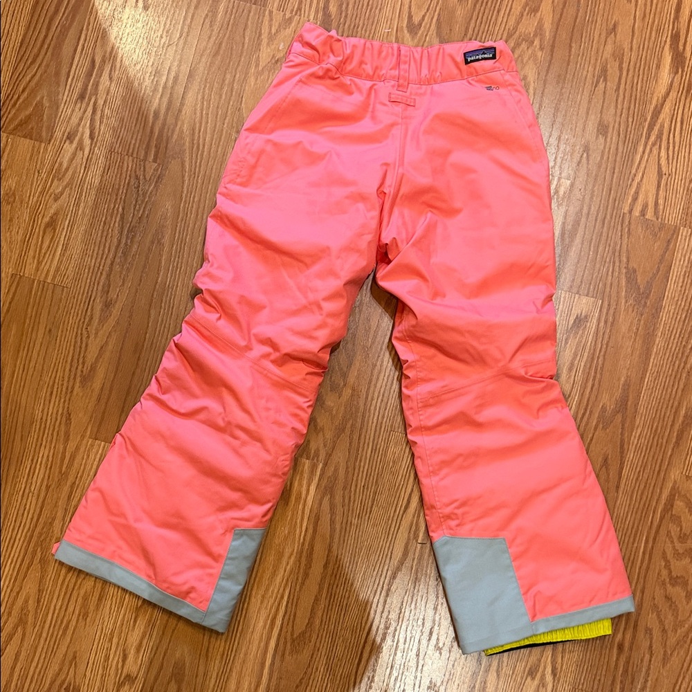 Patagonia Kids Neon coral Snow Pants with Gray Accents
